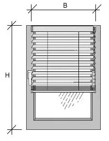 Grafik und Bilder für die Montage einer Jalousie am Fensterrahmen und auf dem Fensterflügel, geklemmt und verschraubt