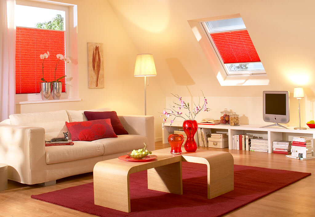 Plissee Rot Dachfenster 05