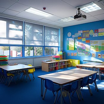 Sicht und Sonnenschutz in Schulen
