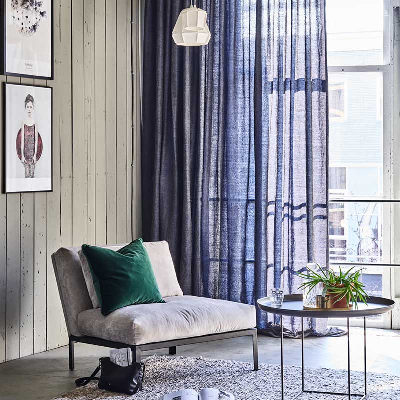Blaue Gardinen Transparent