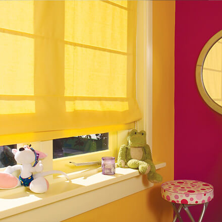 Gelbes Raffrollo, das farbenfrohe Kinderzimmer Raffrollo gelb, Kinderzimmer