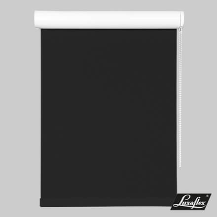 Schwarzes Luxaflex Premium Rollo mit Blende