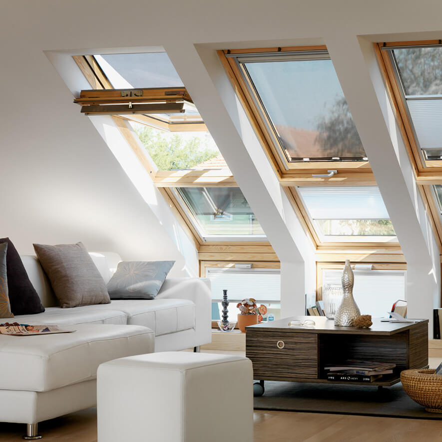 VELUX&reg; Hitzeschutzmarkise im Wohnzimmer