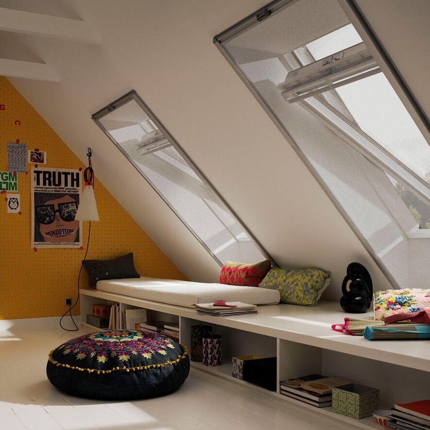 VELUX® Insektenschutzrollo im Jugendzimmer VELUX® Insektenschutzrollo im Jugendzimmer