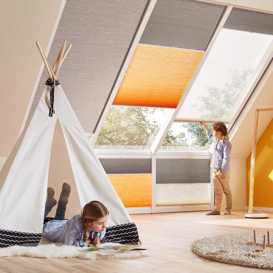 Tag und Nacht Wabenplissees im Kinderzimmer